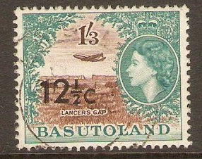 Basutoland 1961 12c on 1s.3d Brown and turq-green. SG65a.